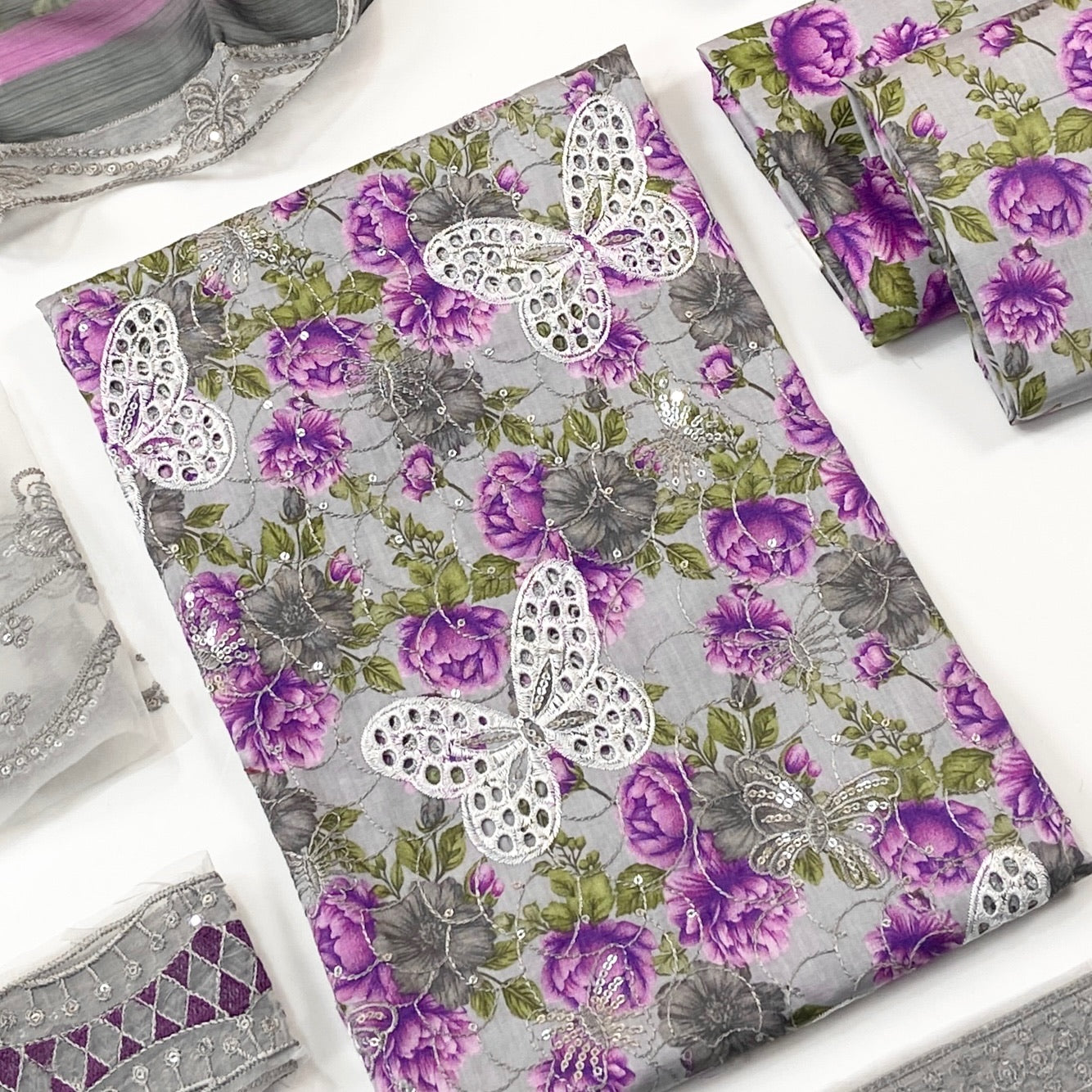 Maria B Embroiderd & Digital Printed Lawn 3PC