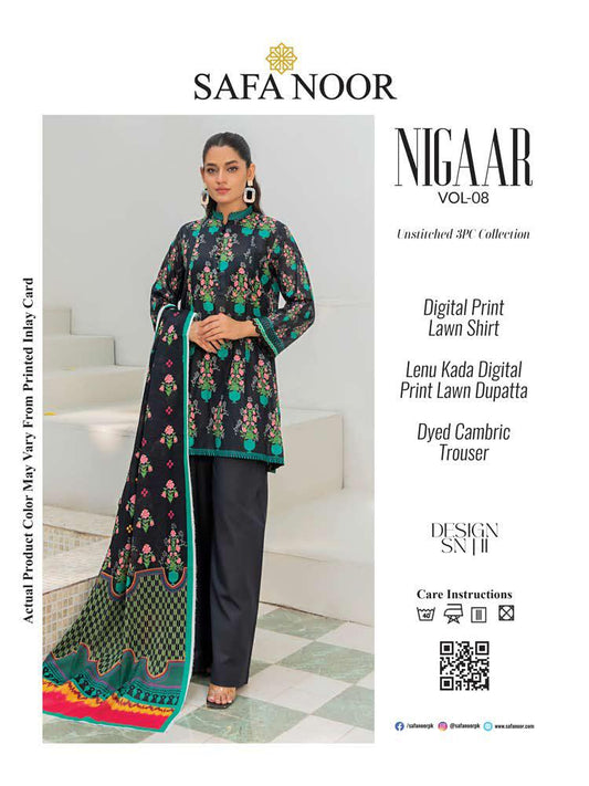 Safa Noor Digital Printed Lawn 3-PC