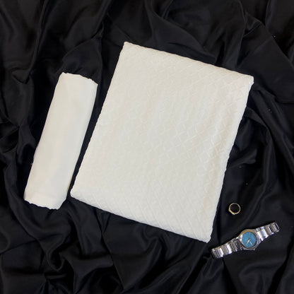 Bareeze Men’s Chikankari White Suit