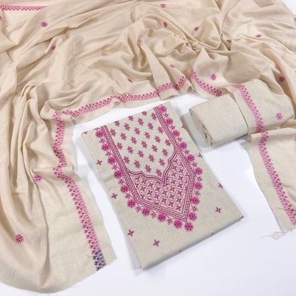 Bareeze Embroidered White Karandi 3PC