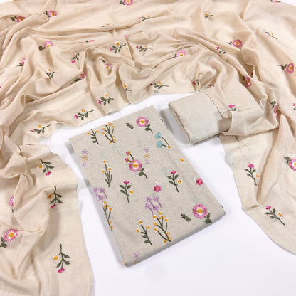 Bareeze Embroidered White Karandi 3PC