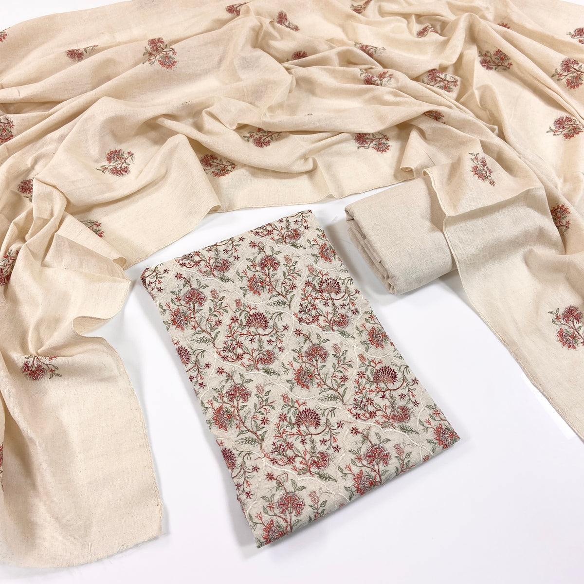Bareeze Embroidered White Karandi 3PC
