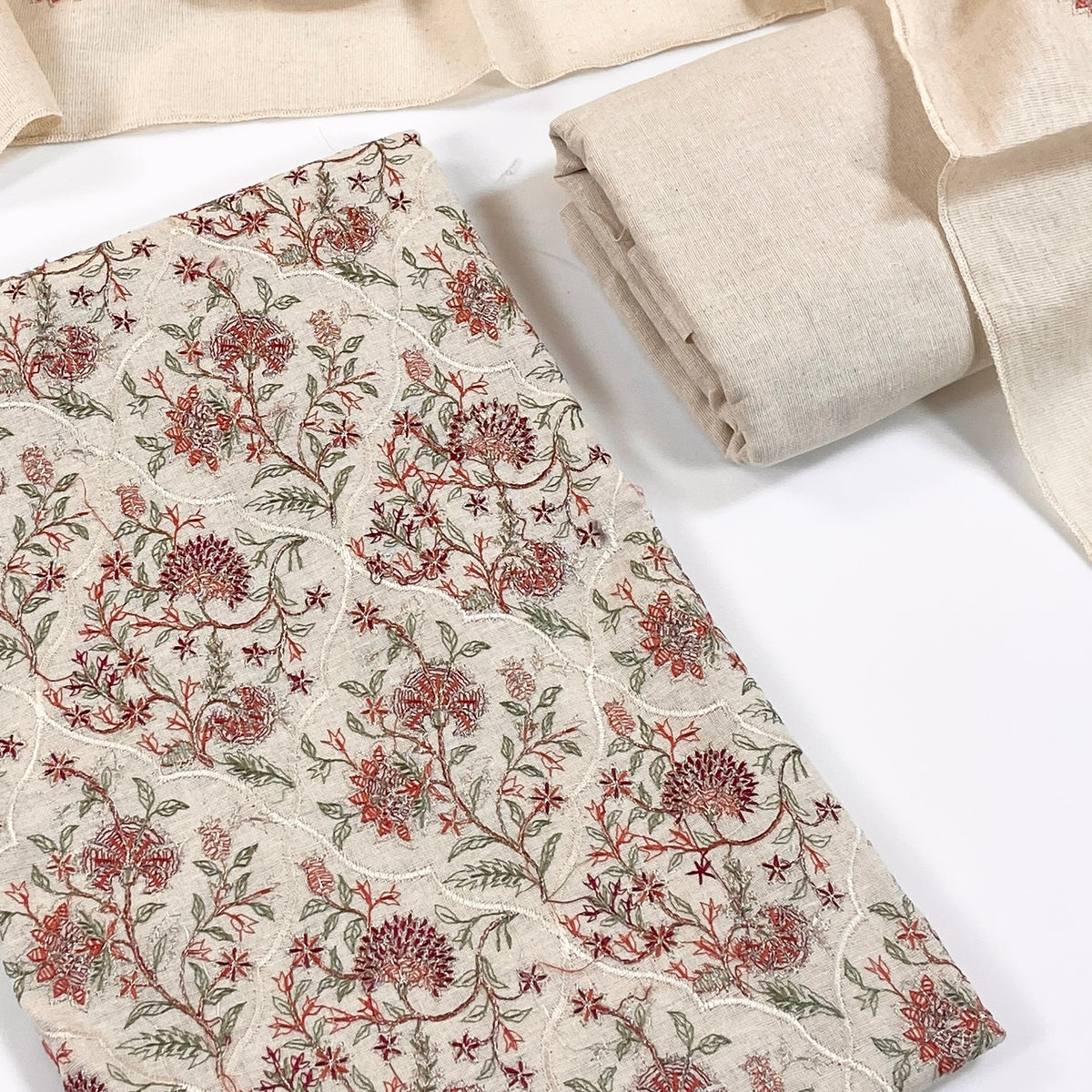 Bareeze Embroidered White Karandi 3PC