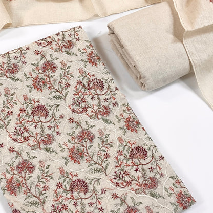 Bareeze Embroidered White Karandi 3PC