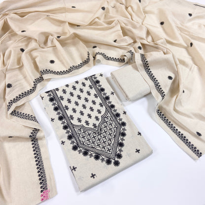 Bareeze Embroidered White Karandi 3PC