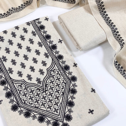 Bareeze Embroidered White Karandi 3PC