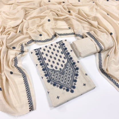 Bareeze Embroidered White Karandi 3PC