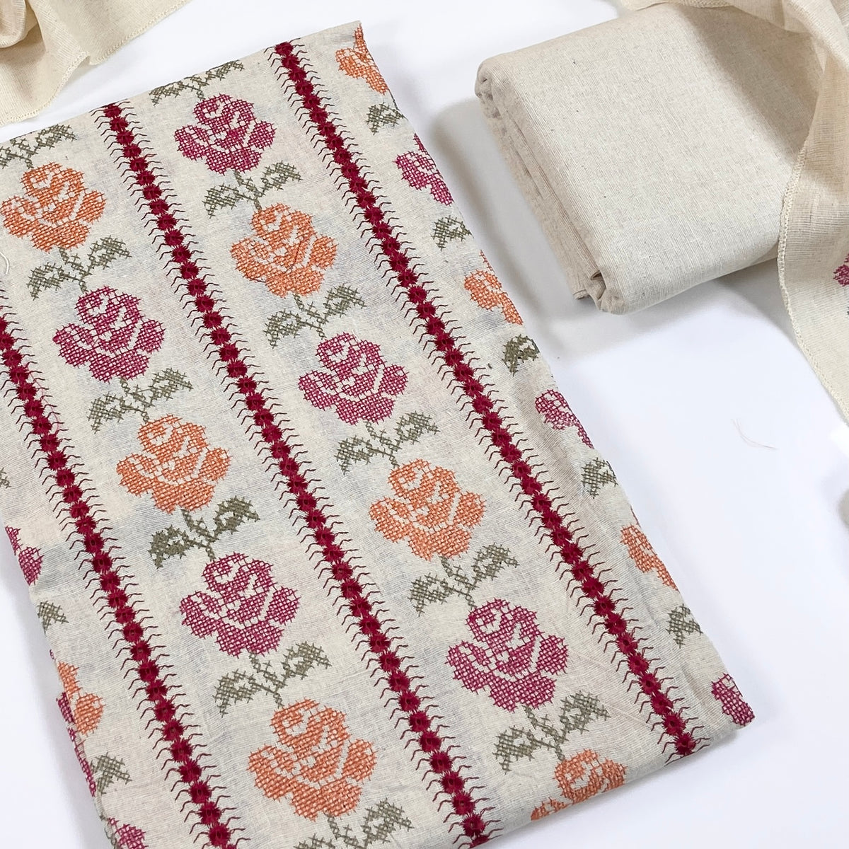 Bareeze Embroidered White Karandi 3PC