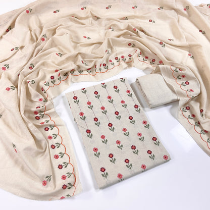 Bareeze Embroidered White Karandi 3PC