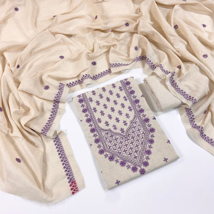 Bareeze Embroidered White Karandi 3PC