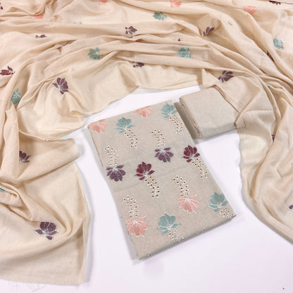 Bareeze Embroidered White Karandi 3PC