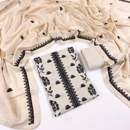 Bareeze Embroidered White Karandi 3PC