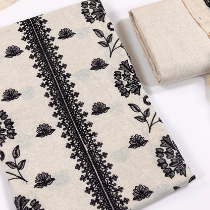 Bareeze Embroidered White Karandi 3PC