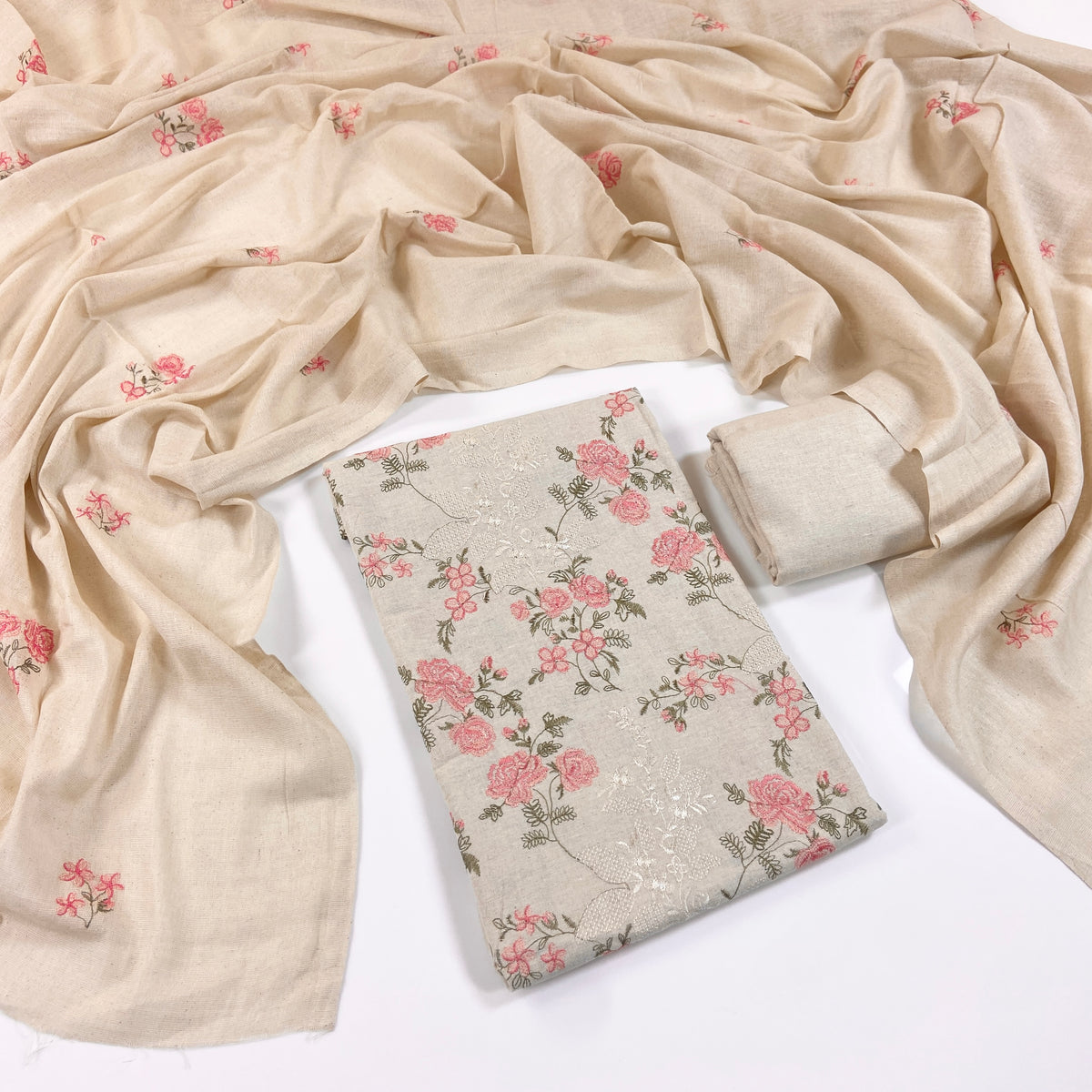 Bareeze Embroidered White Karandi 3PC