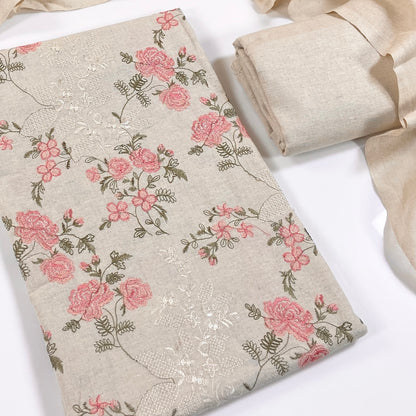 Bareeze Embroidered White Karandi 3PC
