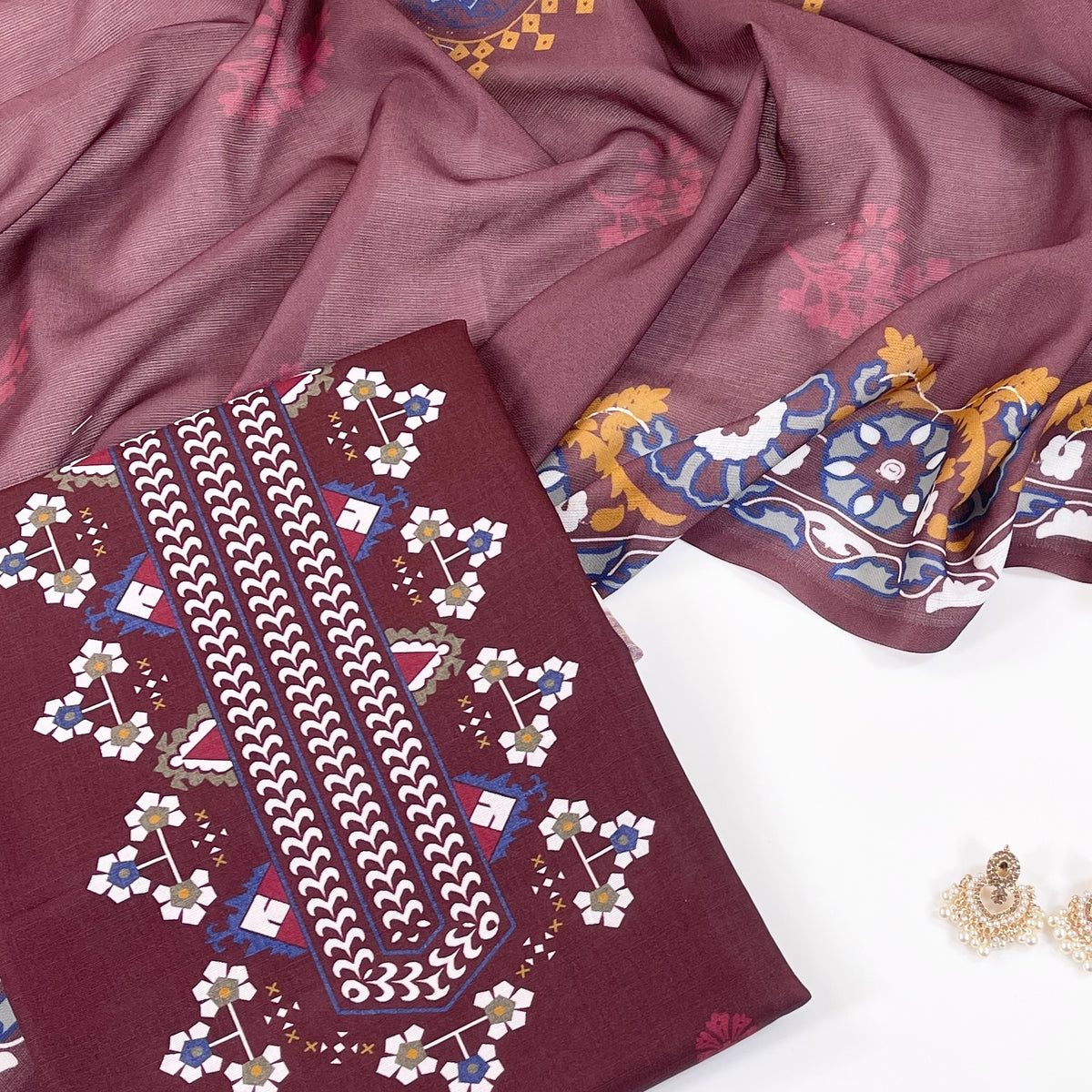 Beechtree Digital Printed Shirt & Dupatta Khaddar 2PC