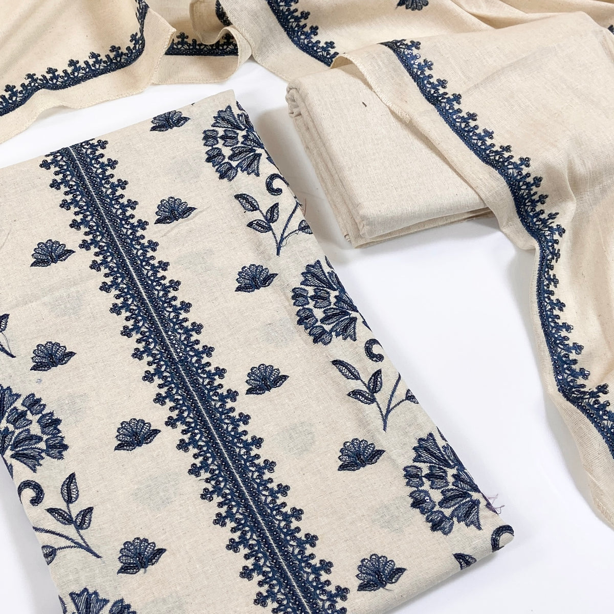 Bareeze Embroidered White Karandi 3PC