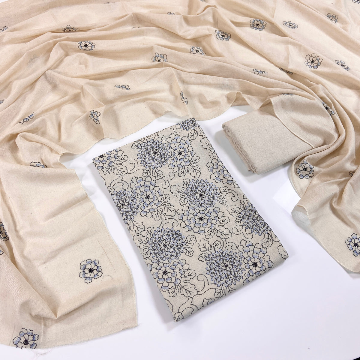 Bareeze Embroidered White Karandi 3PC