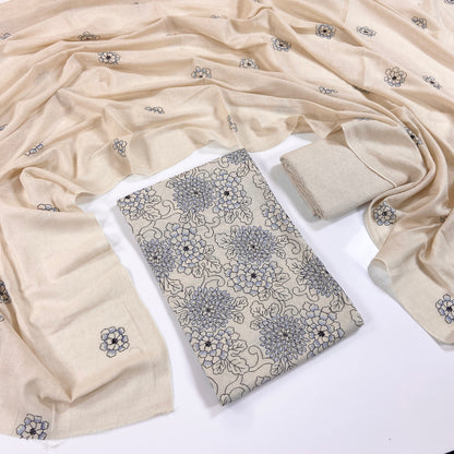 Bareeze Embroidered White Karandi 3PC