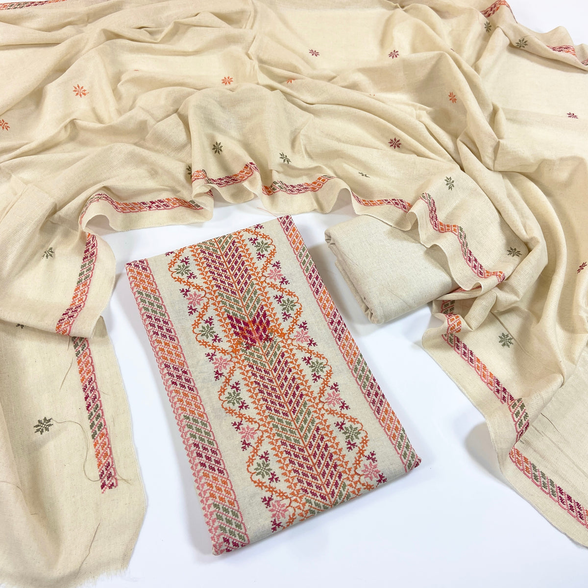 Bareeze Embroidered White Karandi 3PC
