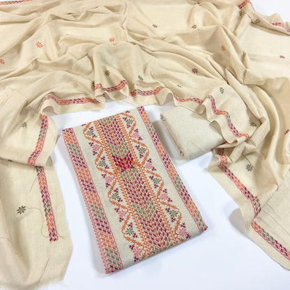 Bareeze Embroidered White Karandi 3PC