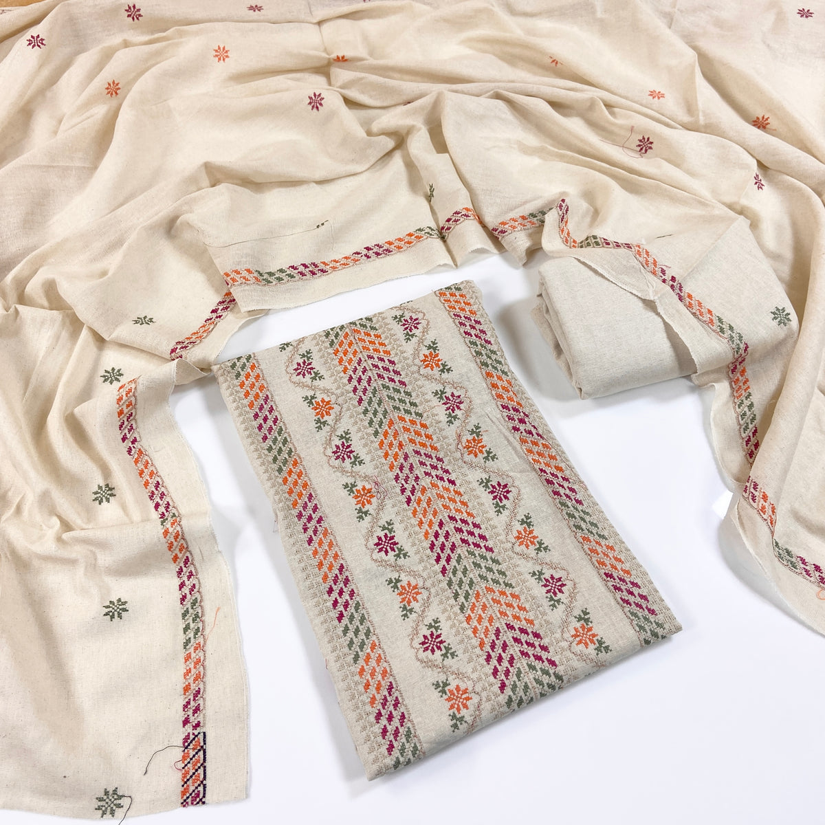Bareeze Embroidered White Karandi 3PC
