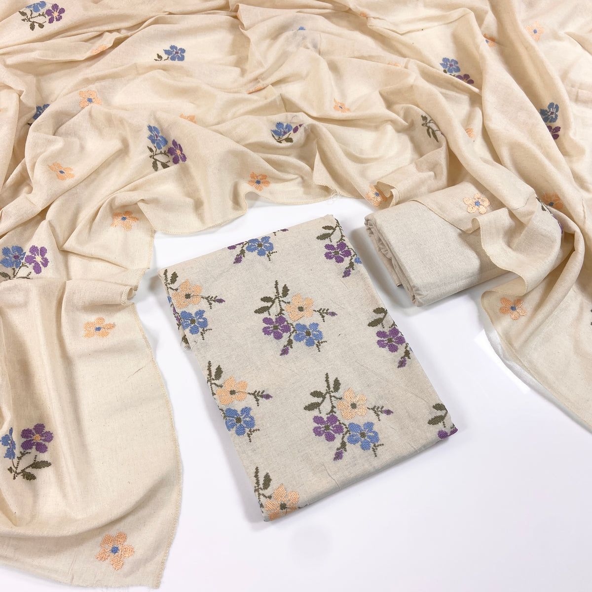 Bareeze Embroidered White Karandi 3PC
