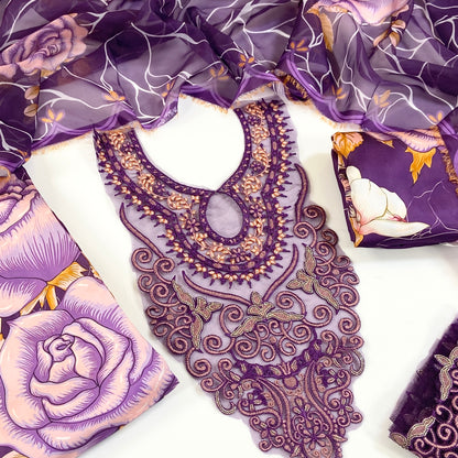 Asifa Nabeel Shamoz Silk With Emb Patches 3PC