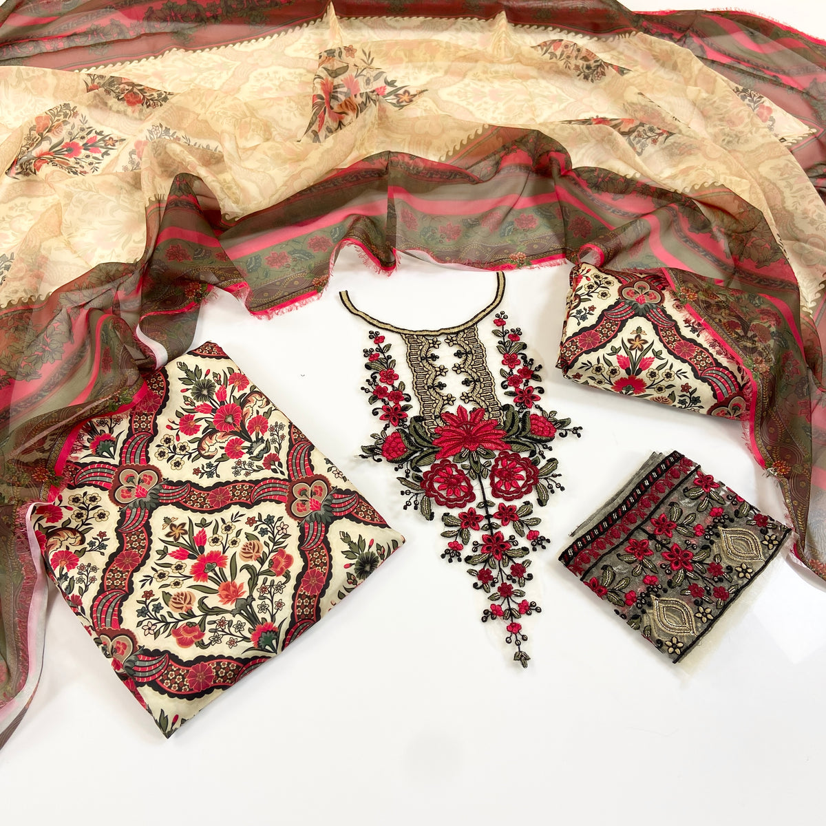Asifa Nabeel Shamoz Silk With Emb Patches 3PC
