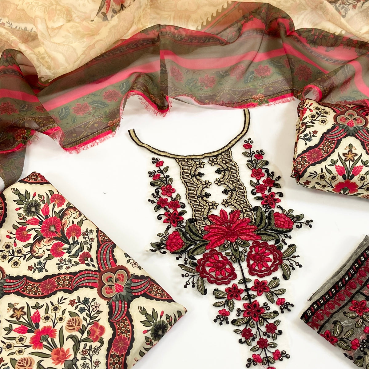 Asifa Nabeel Shamoz Silk With Emb Patches 3PC
