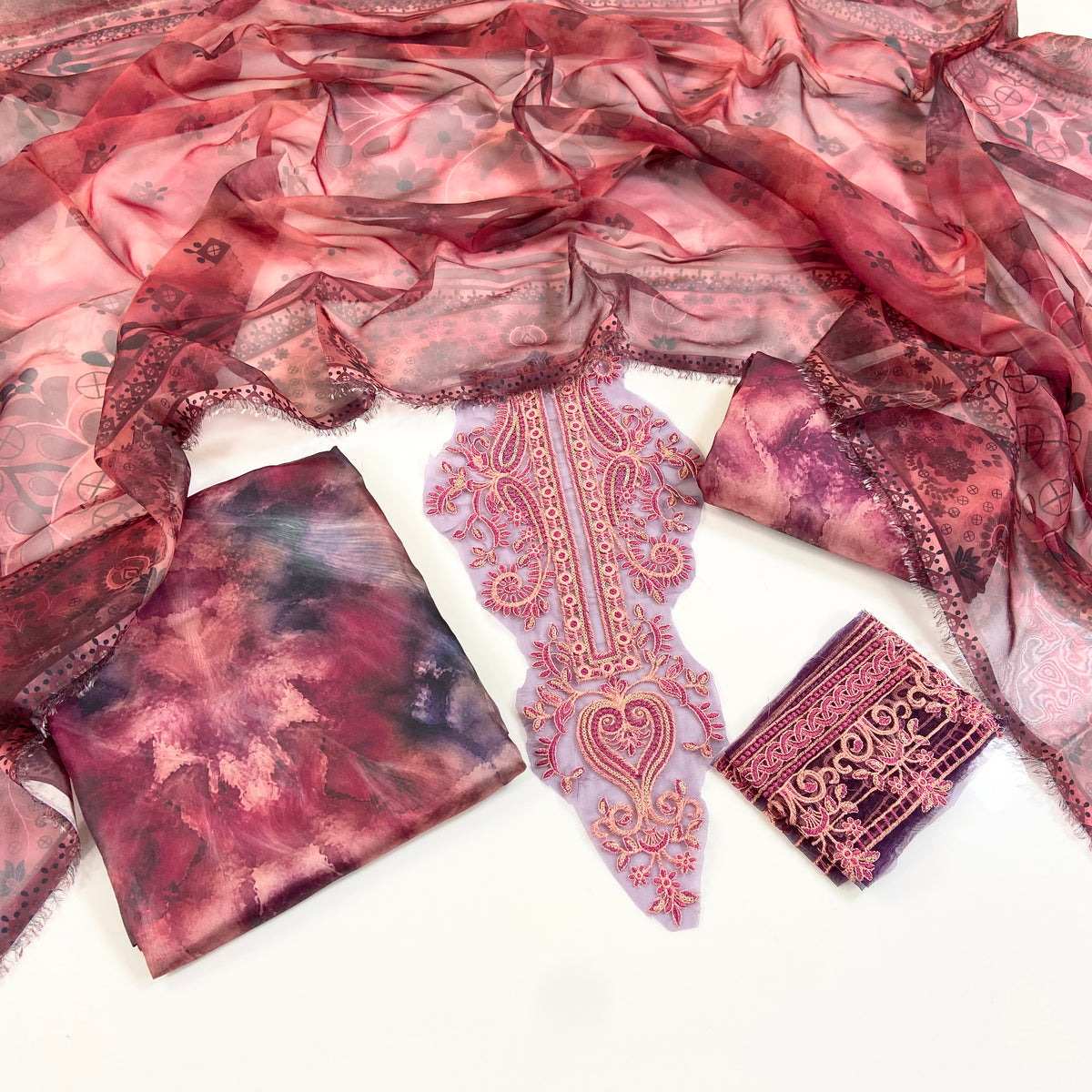 Asifa Nabeel Shamoz Silk With Emb Patches 3PC