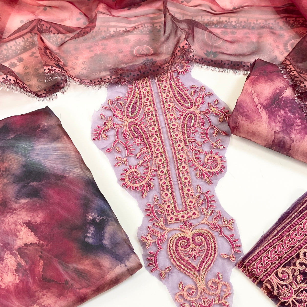 Asifa Nabeel Shamoz Silk With Emb Patches 3PC