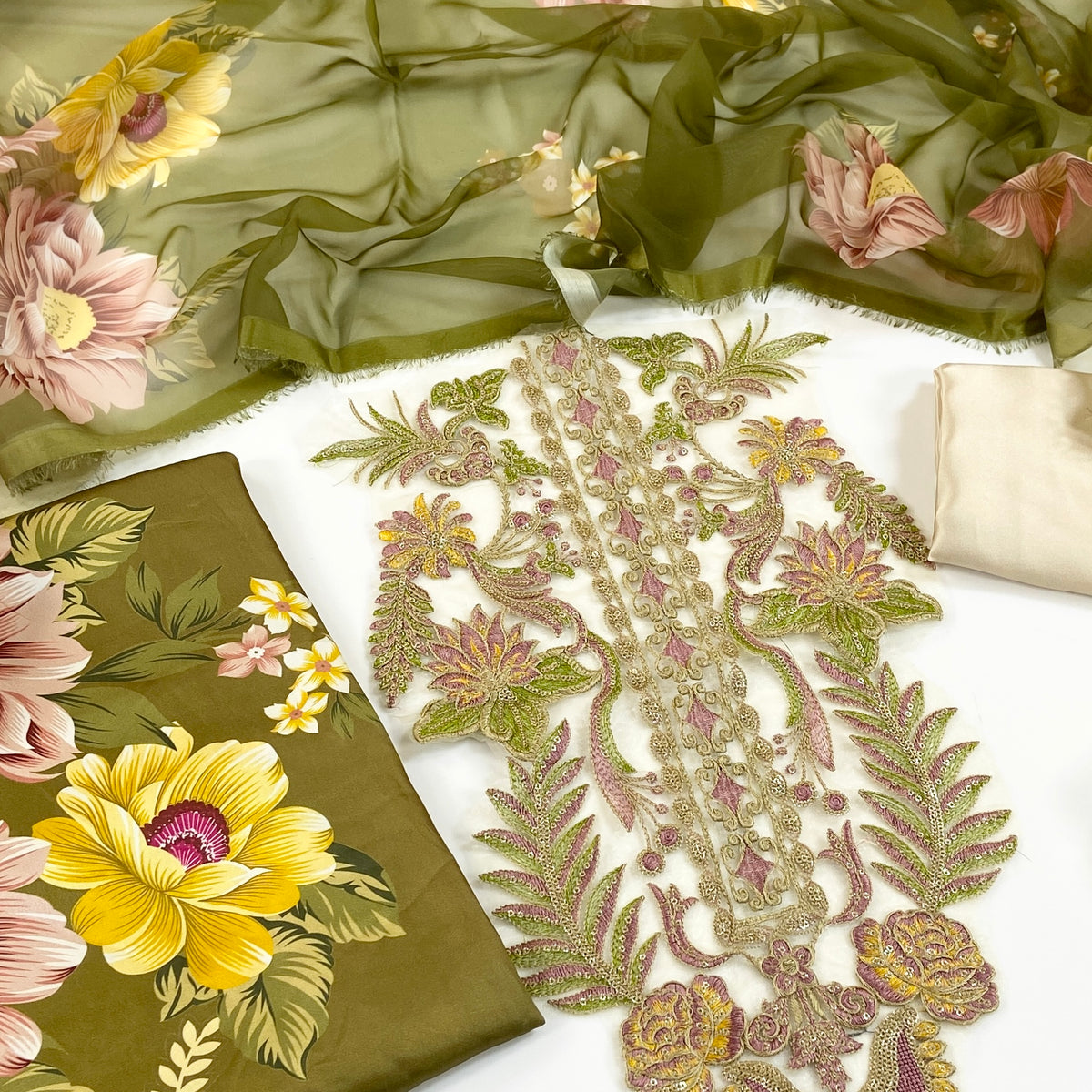 Asifa Nabeel Shamoz Silk With Emb Patches 3PC