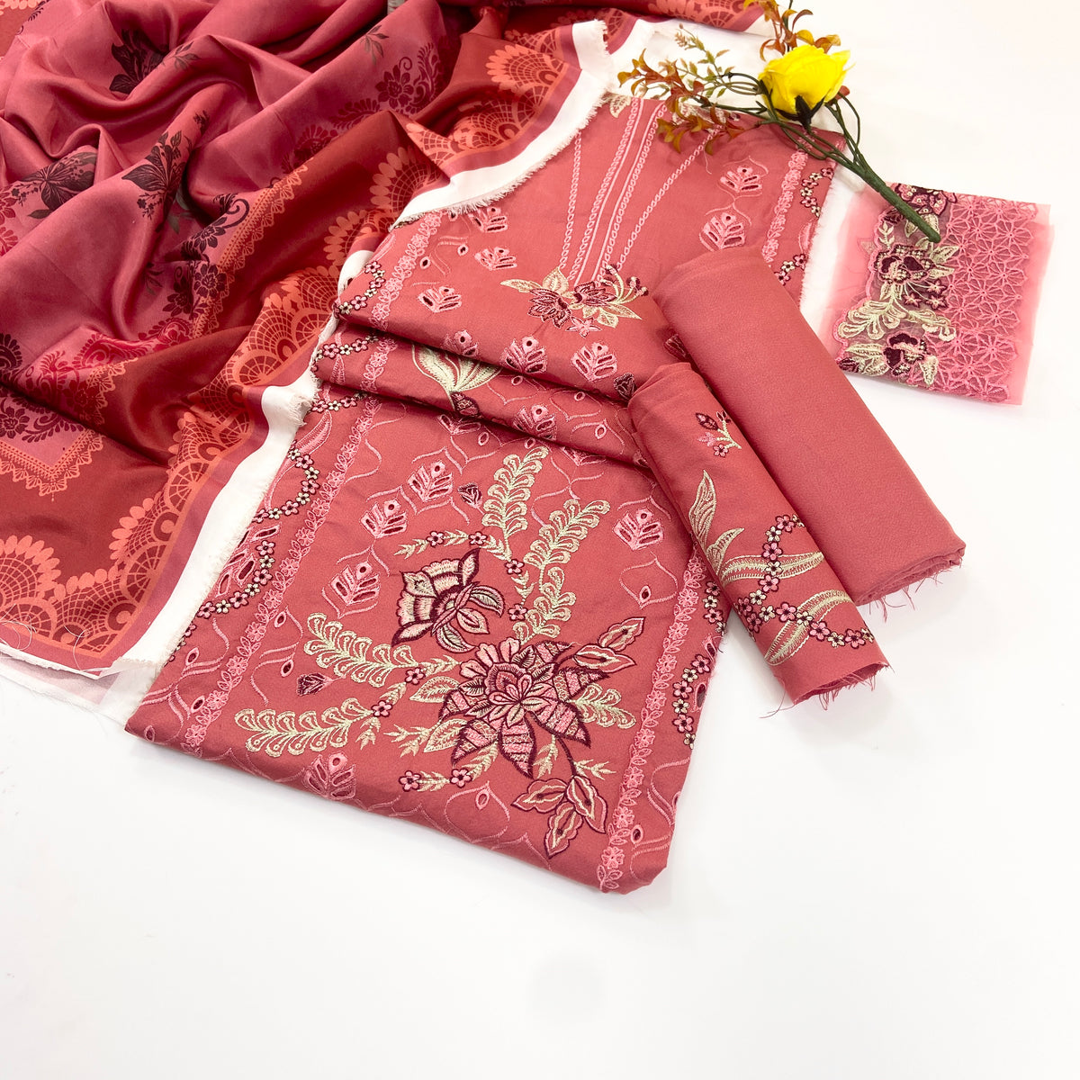 Rang Rasiya Plain Emb Dhanak 3-Piece Suit