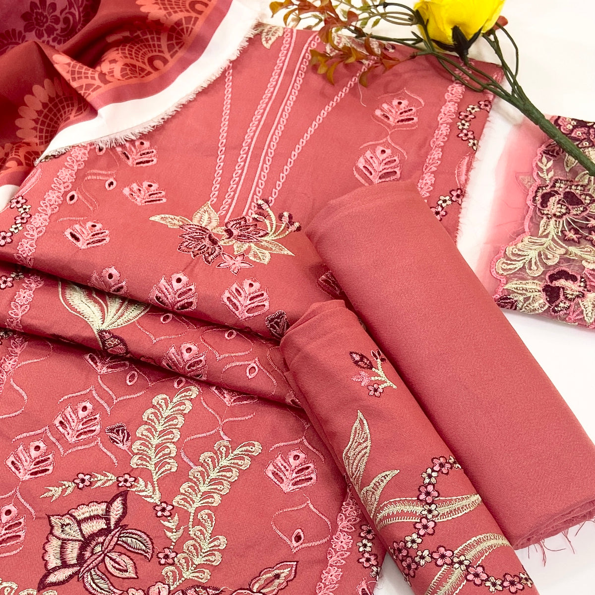 Rang Rasiya Plain Emb Dhanak 3-Piece Suit