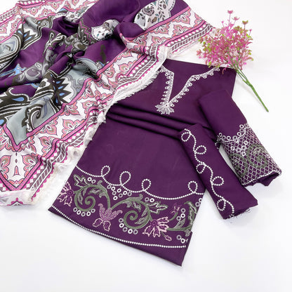 Sawera Embroidered Dhanak 3PC