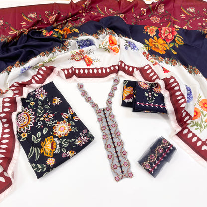 Jugnu Embroidered Dhanak 3PC