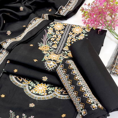 Mahnur Embroidered Dhanak 3PC