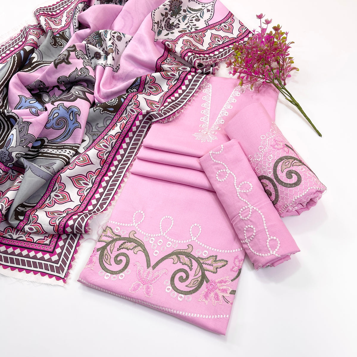 Aneelas Embroidered Dhanak 3PC