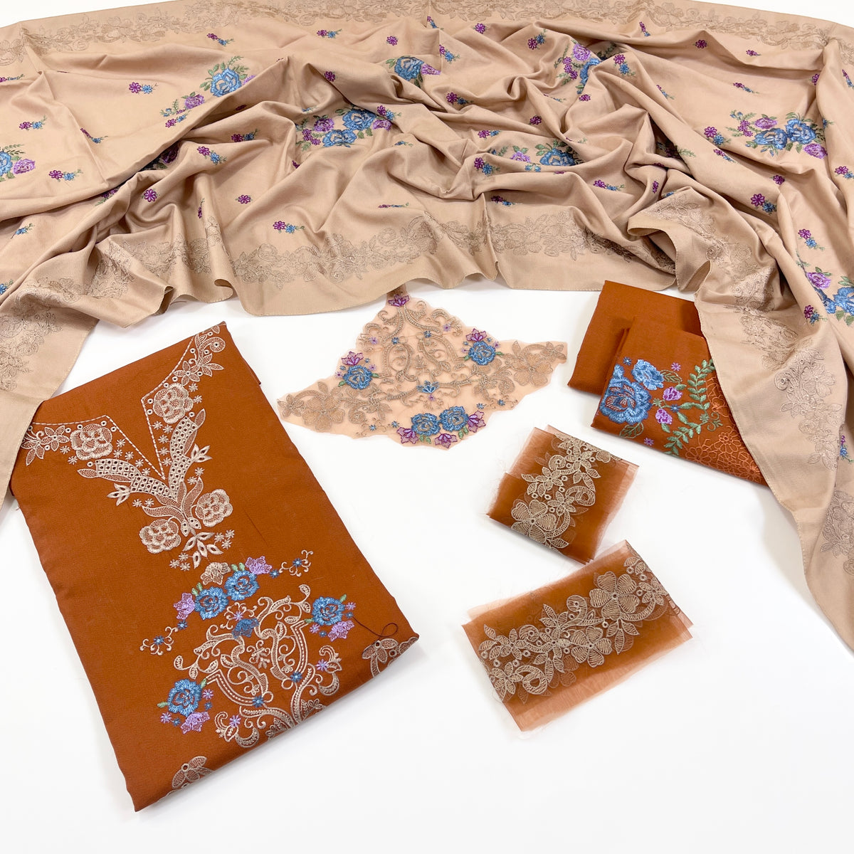 Aneelas Embroidered Dhanak 3PC