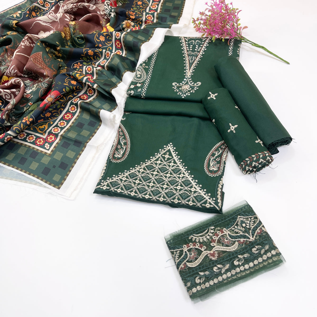 Baroque Embroidered Dhanak 3PC