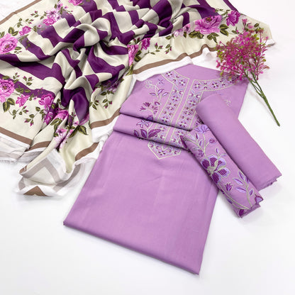 Laam Embroidered Dhanak 3PC