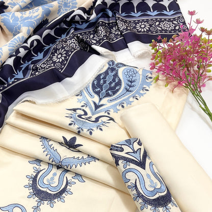 Laam Embroidered Dhanak 3PC