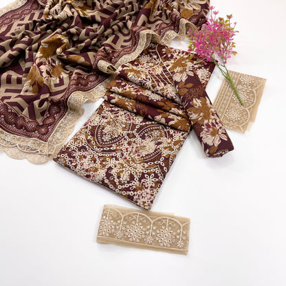 Baroque Printed & Emb Khaddar 3PC