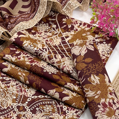 Baroque Printed & Emb Khaddar 3PC