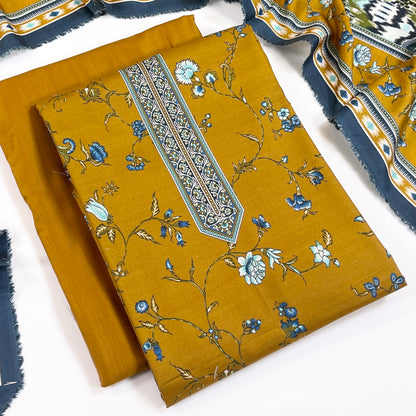 Rijja By Murashe Digital Printed Slub Linen 3PC