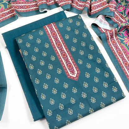 Rijja By Murashe Digital Printed Slub Linen 3PC