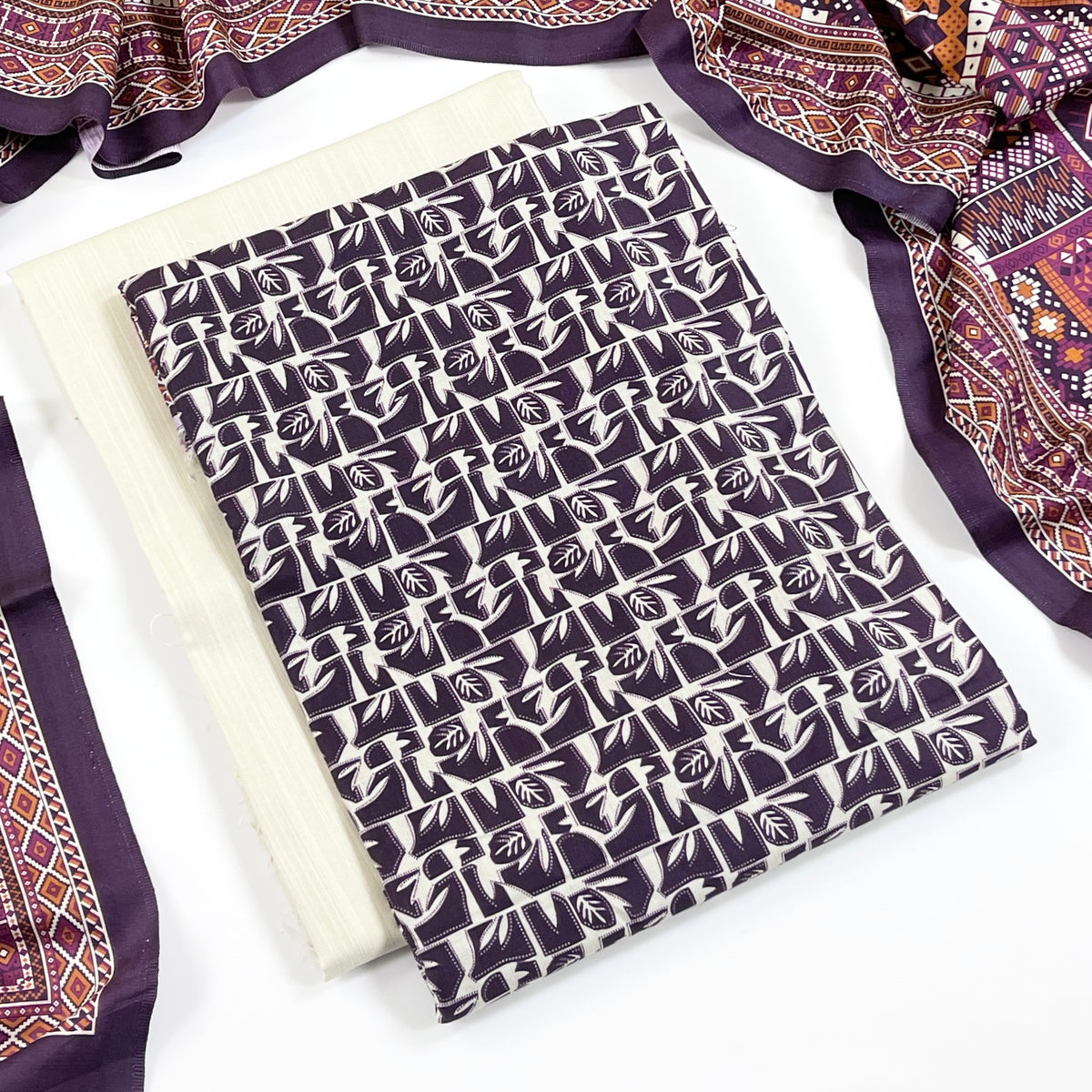 Rijja By Murashe Digital Printed Slub Linen 3PC