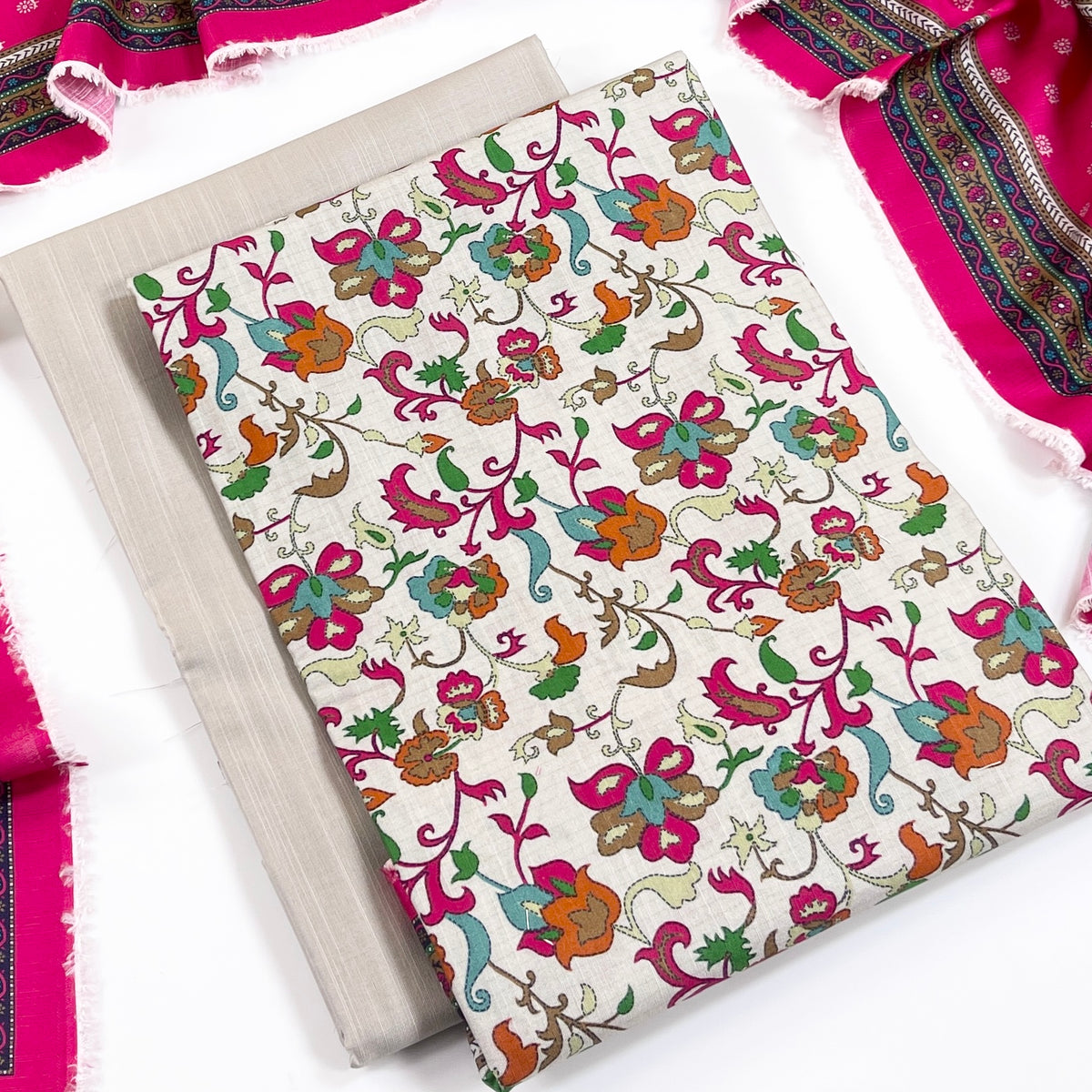 Rijja By Murashe Digital Printed Slub Linen 3PC