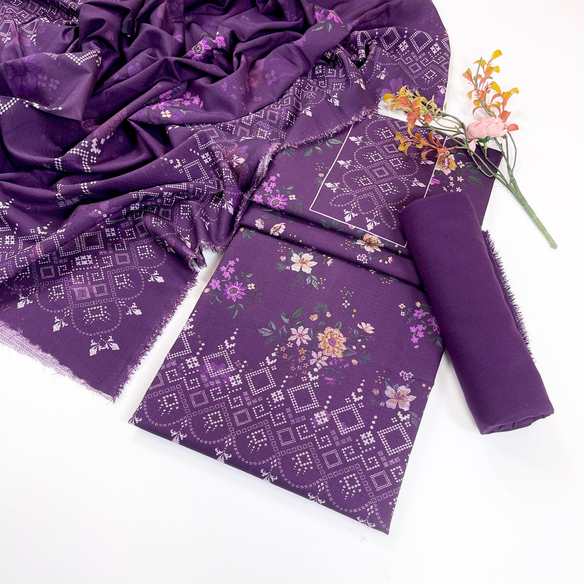 Kayseria Digital Printed Dhanak 3PC
